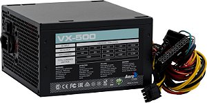 Fonte Aerocool VX-500, 500W, Sem Cabo, Preto - EN57136