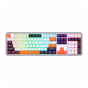 Teclado Mecânico Redragon Wyvern Pro, RGB, 3 Modos Conexão, Branco Preto e Laranja, K689WBO-RGB-PRO PT