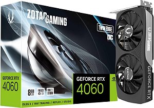 Placa de Vídeo Zotac NVIDIA GeForce RTX 4060 Twin Edge OC, 8GB, GDDR6, DLSS, Ray Tracing, ZT-D40600H-10M