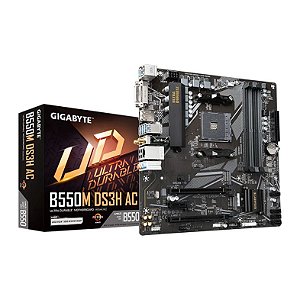 Placa Mãe Gigabyte B550M DS3H AC, Rev. 1.7, Wi-Fi, Chipset B550, AMD AM4, mATX, DDR4