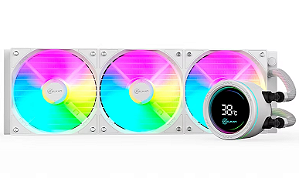 Water Cooler Kalkan Alpha 360 ARGB, 360mm, Com Display, Intel-AMD, Branco, KLK00049