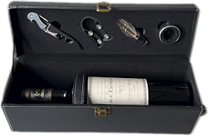 Kit Maleta Luxo em Couro Com 4 Acessórios e Vinho DV Catena Cabernet Malbec 2023 750ml
