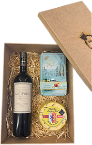 Box Caixa com Vinho DV Catena Cabernet Malbec 2023, Chocolate e Queijo Artesanal