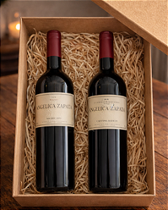 Box com Vinho Angélica Malbec 2021 e Angélica Cabernet 2020