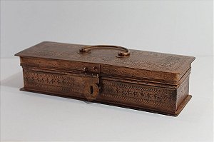 Caixa de Metal Cobre Trabalhada c/Alça