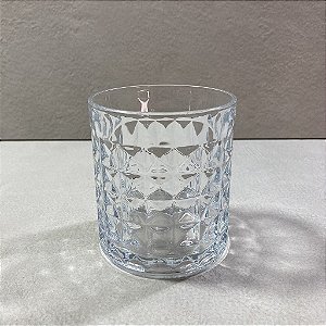 Jogo c/6 Copos de Vidro p/Whisky Modelo Redondo Geométrico