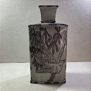 Potiche de Cerâmica Decorativo com Desenho de Pássaro