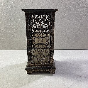 Lanterna de Madeira Decorativa Bronze com Vela de Led