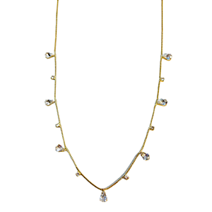 Chokker Folheado à Ouro 18 k com Gotas de Zircônia Cristal