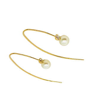 Brinco Gancho com Detalhe Pérola - Folheado à Ouro 18 k