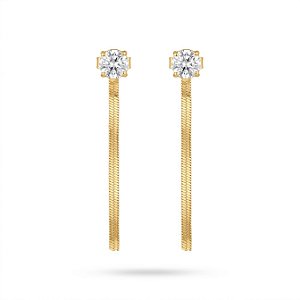 Brinco Ponto de Luz com Corrente Fita - Folheado a Ouro 18k