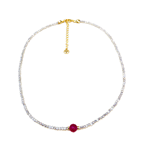 Choker Cristal - Pingente Pedra Natural e  Folheados à Ouro 18 k