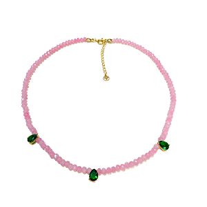 Colar Cristal - Pingentes Gotas Zircônias - Folheado à Ouro 18 k