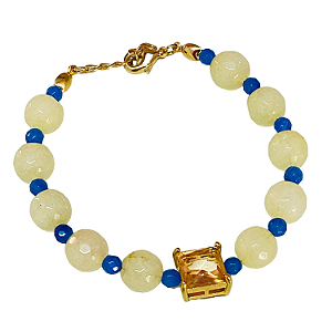 Pulseira Jade Amarelo Claro com Zircônia Peach