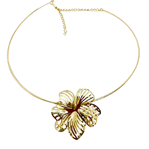 Choker Folheado à Ouro 18 k com Pingente Flor