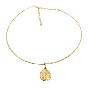 Choker Medalha São Bento - Folheado à Ouro 18 k