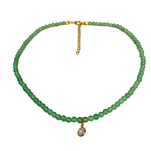 Choker Jade Verde com Pingente Ponto de Luz