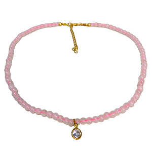 Choker Jade Rosa - Pingente Ponto de Luz