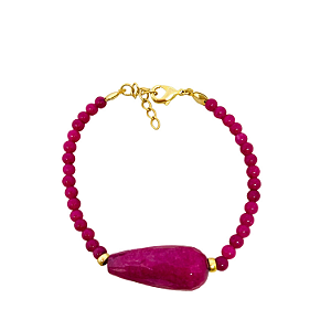 Pulseira Jade Rubi com Pingente Gota Facetada