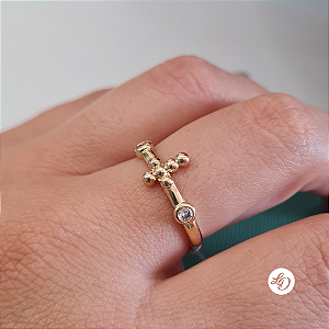 Anel banho ouro CRUZ ZIRCÔNIAS