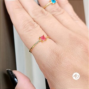 Anel banho de ouro SOLITÁRIO RUBI