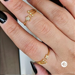 Anel banho de ouro ESTRELAS ZIRCÔNIA