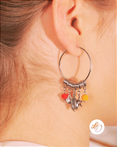 Brinco aço inox ARGOLA PINGENTES FUNDO DO MAR