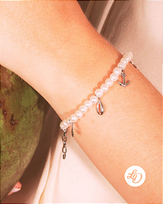 Pulseira aço inox PÉROLAS E PINGENTES FUNDO DO MAR
