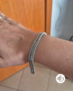 Pulseira aço inox MALHA DUPLA UNISSEX