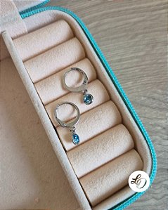 Brinco aço inox ARGOLINHA PONTO DE LUZ AZUL