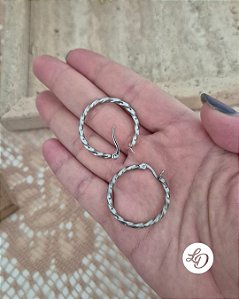 Brinco aço inox ARGOLA TRANÇADA MÉDIA