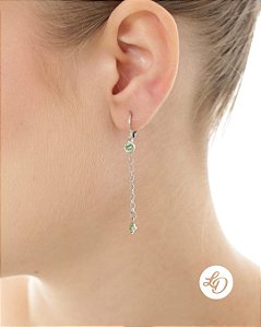 Brinco aço inox ARGOLINHA CORRENTE PONTO DE LUZ VERDE