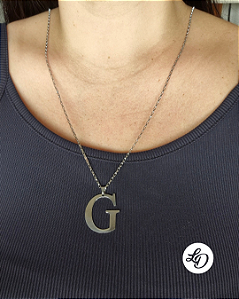 Colar aço inox LETRA GRANDE G