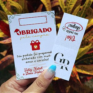 50 Cartões Agradecimentos + 50 Lacres Personalizados