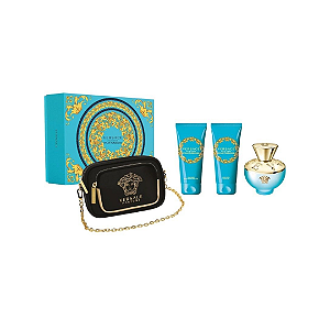 Kit Versace Dylan Turquoise Feminino EDT 100 ml + Perfume Corporal 100 ml + Gel de Banho 100 ml + Bolsa