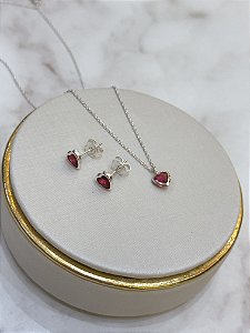Conjuntinho Prata 925 Pink 40cm