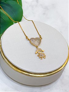 Colar Menina Coração Cravejado