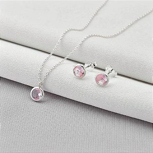 Conjunto Rosa Prata925