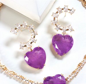 Brinco Pedra Fusion Roxo