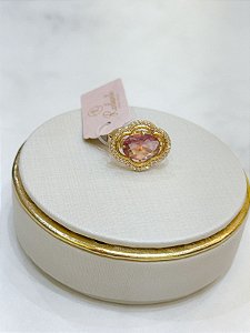 Anel Inspiração Van Cleef Pedra Rosa Tam 14