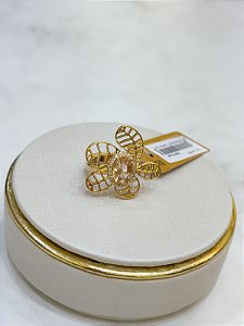 Anel Flor Pedra Morganita Tam 16