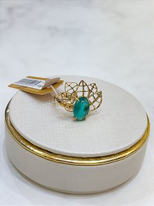 Anel meia flor Azul turmalina