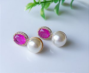 Brinco Pérolas pink