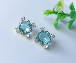 Brinco Ponto de Luz Azul com detalhes em zircônias