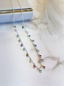 Choker Zircônias Coloridas Prata 925