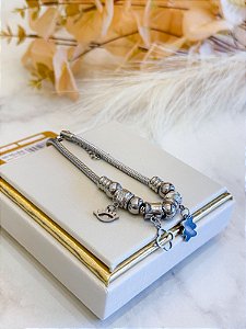 Pulseira com pingentes em Aço Inox Antialérgico