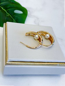 Argolas Douradas com detalhes em Pérolas