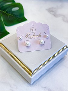 Brinco dupla pérolas