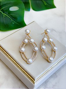 Brinco Pérolas Versátil com zircônias
