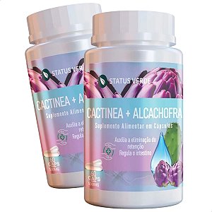2 Potes Cactinea + Alcachofra Kit 120 Cáps - Status Verde